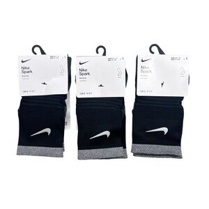 Lot 3 Nike Spark Running Ankle Socks Black Cushioned Dri-FIT‎ M 8-9.5 W 9.5-11